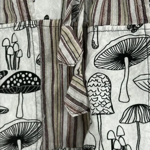 Rising International Mushroom Print Pants Size Medium Patchwork Pockets Pull On - Picture 6 of 10